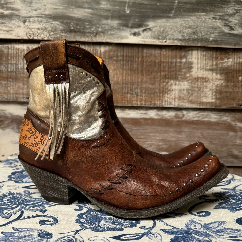 Old Gringo Tan and Cream Ankle Booties